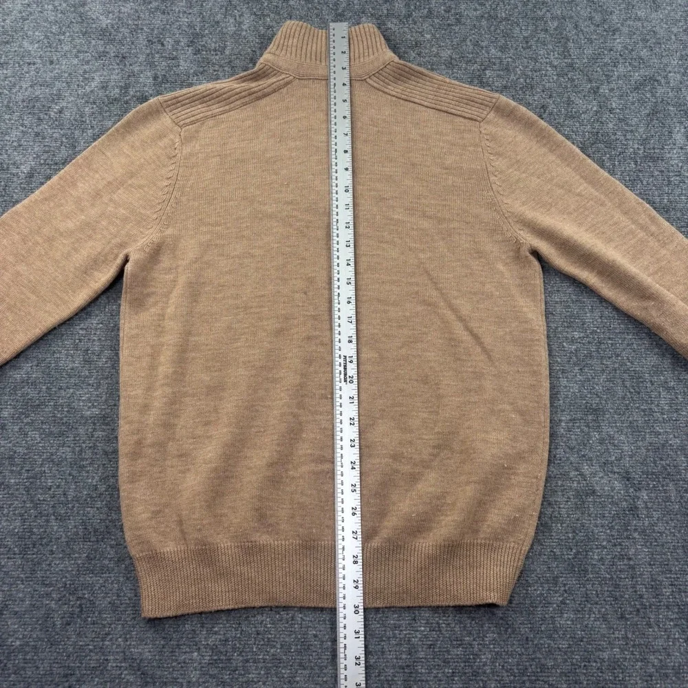 Johnston & Murphy Quarter Zip Sweater Medium Tan‎ Ribbed Pullover Men's